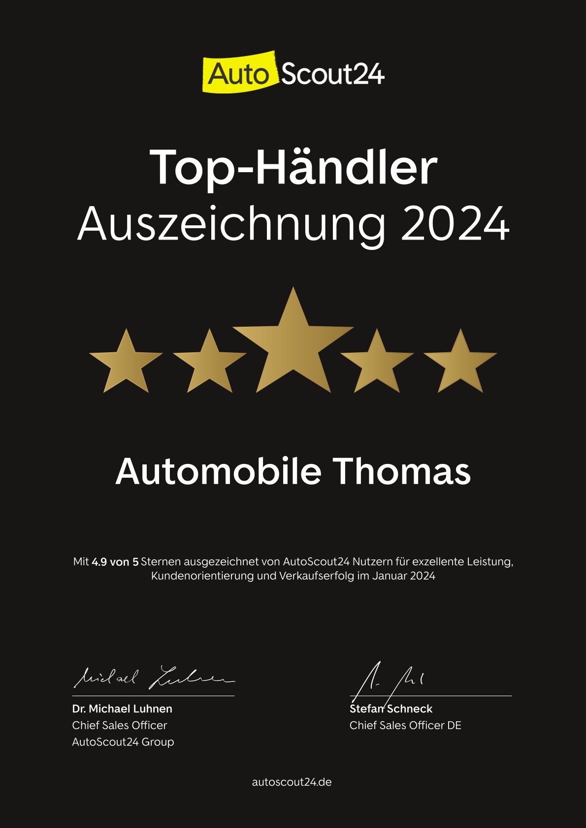 Autoscout24 2024 Auszeichnung Automobile Thomas
